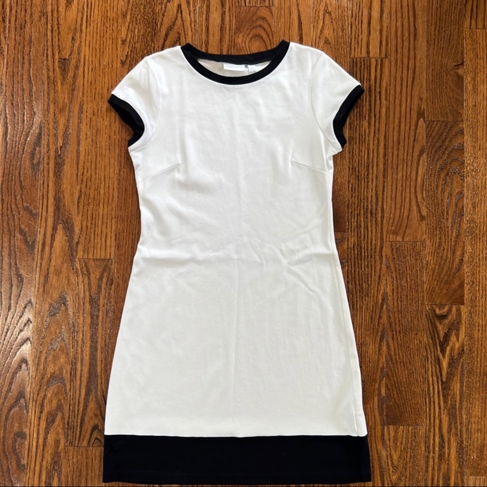 NY & Co Casual white dress with black trim size M